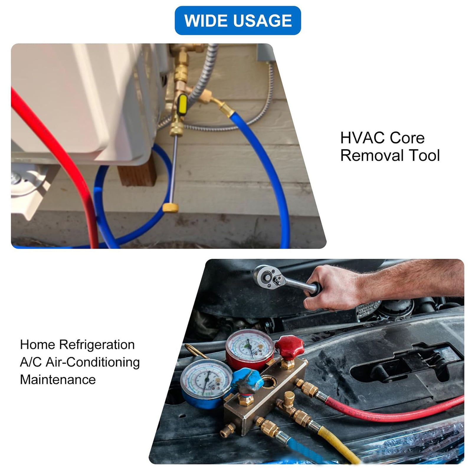 Multifunction Refrigerator Service Key Wrench Set Cores Removal Tool and 10 Valves Cores For HVAC Equipment Maintenance