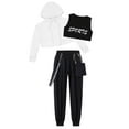 thumbnail image 3 of Zaldita Girls Hip Hop Jazz Street Dance Clothes 3 Piece Outfit Crop Hoodie Tank Top Jogger Pants Set White 6, 3 of 7
