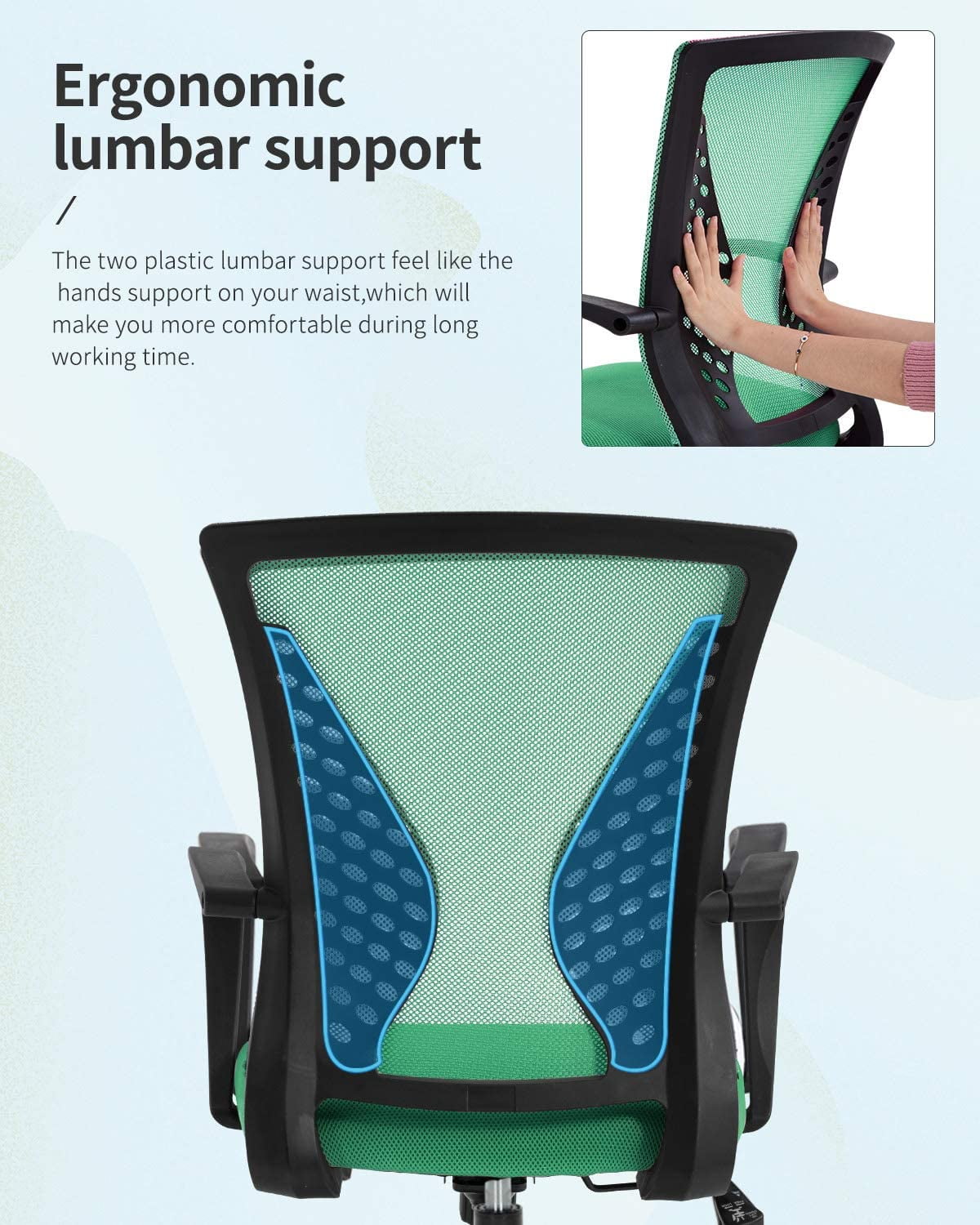 PayLessHere  Ergonomic Office Chair, Lumbar Support, Adjustable Height with Armrests for Adults(Green)