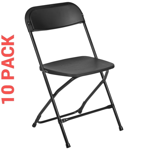10 PACK 300 Lbs Weight Capacity Commercial Quality Black Stackable Plastic Folding Chair