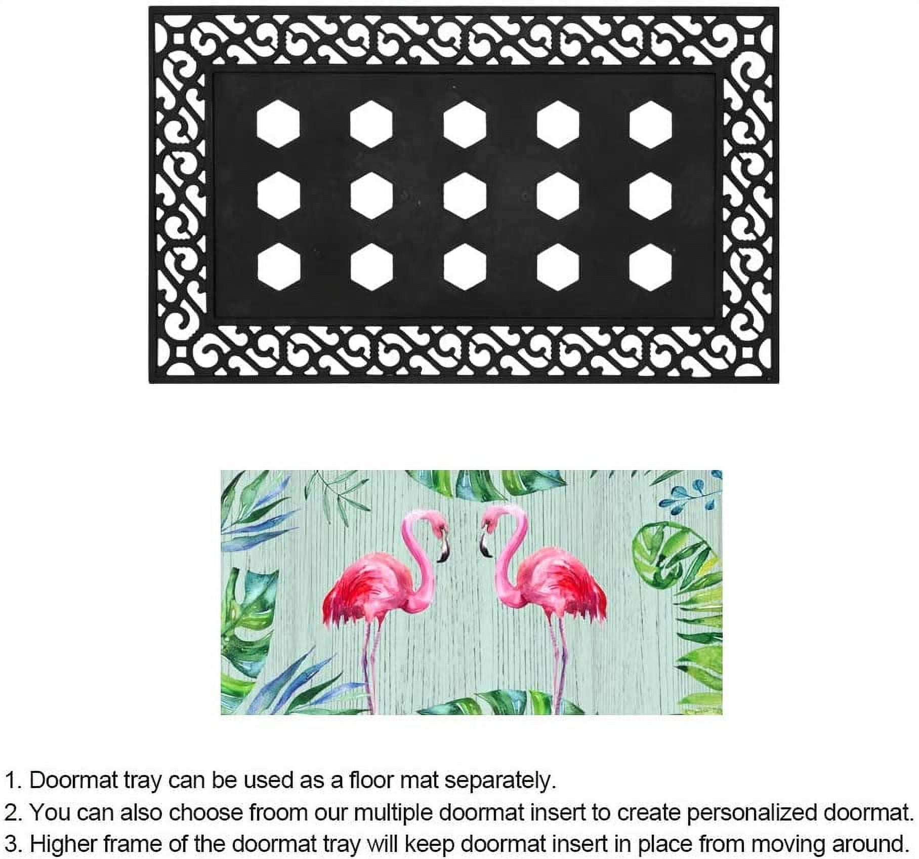 Rubber Welcome Door Mat Tray, Decorative Indoor Outdoor Doormat Tray Non Slip Front Door Mat Tray, Easy to Clean Low Profile Mat Tray for Entry Patio High Traffic Areas, 17.7 x 29.5Inch (Doormat tray)