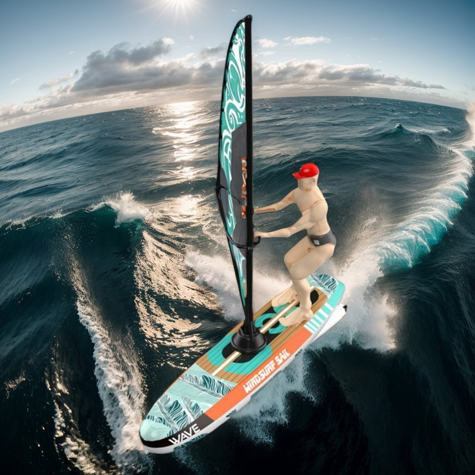 TXT-MATRIX Remote Control Windsurfing Racing Boat Toy - High-Speed RC Surfboard with Balance Control & LED Lights