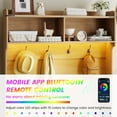 thumbnail image 4 of Vabches 5-in-1 Coat Rack with 4 Hooks, Farmhouse Hall Tree with LED Sensor Lights, Storage Bench, Shoe Cabinet for Hallway, Living Room, Oak, 4 of 9