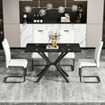 thumbnail image 6 of Miniyam 47" Modern Glass Dining Table for 4, Rectangular Tempered Glass Top with Metal Legs, Black, 6 of 7