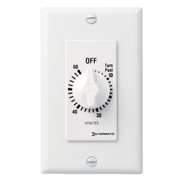 Intermatic FD460MW 60-Minute Spring-Loaded Wall Timer for Lights and Fans, White CA3