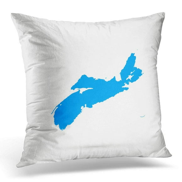 BOSDECO White Outline High Detailed Light Blue Map Nova Scotia Abstract Pillowcase Pillow Cover Cushion Case 16x16 inch