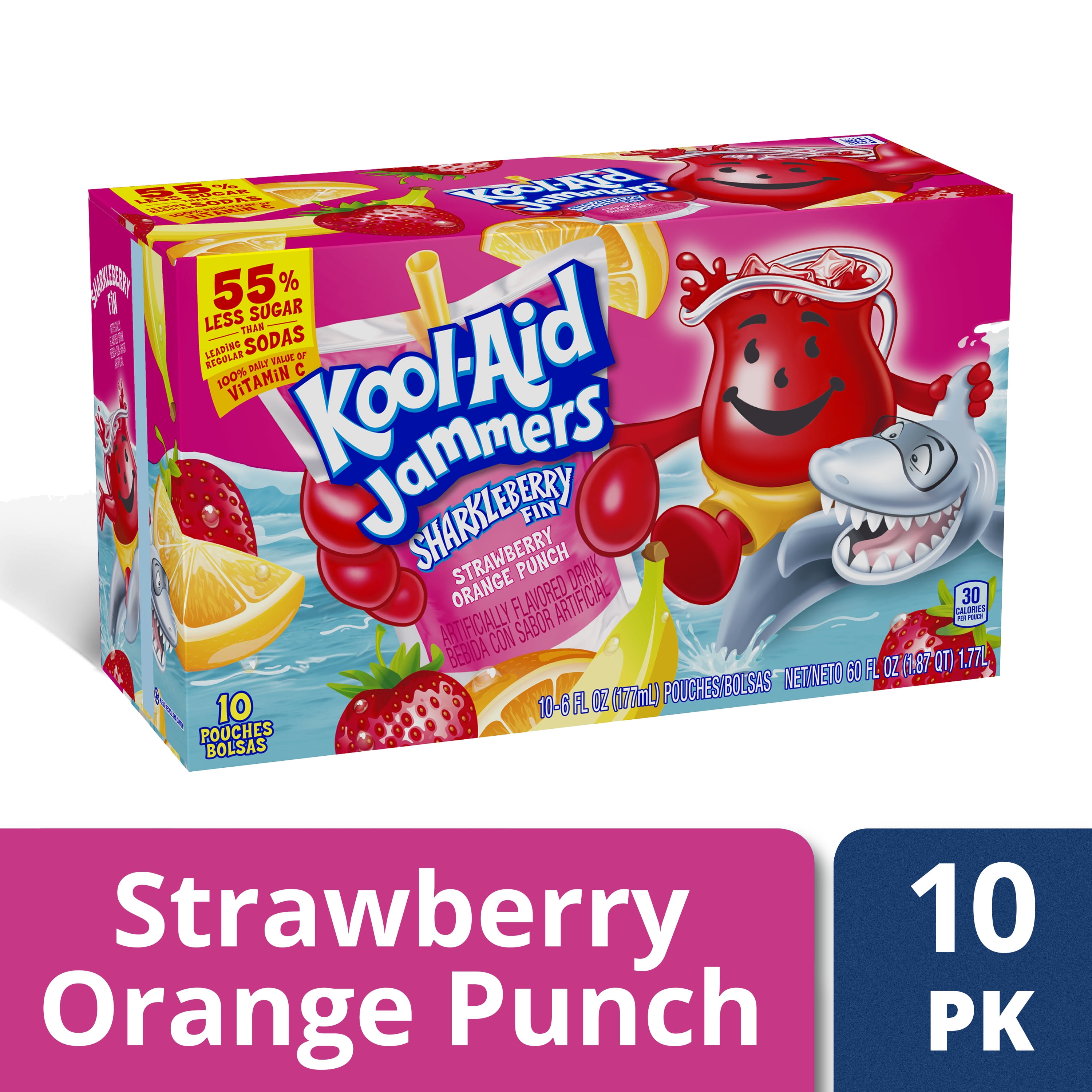 KoolAid Jammers Strawberry Orange Punch Flavored Drink, 10 ct