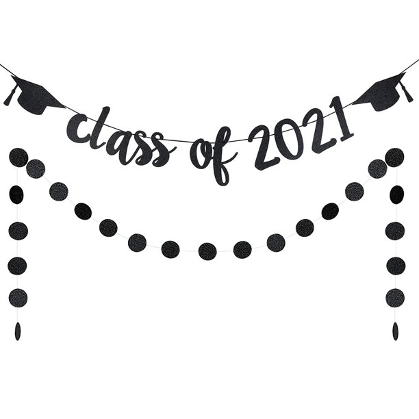 Graduation tions 2021 - Black Glitter Class of 2021 Banner and Black ...