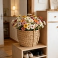 thumbnail image 4 of CoreLiving Rattan Grass Woven Flower Basket Planter Pot with Handle for Living Room Floor Standing Storage Balcony Garden Decoration Natural Stylish Artistic Homes Outdoor Plants, 4 of 8