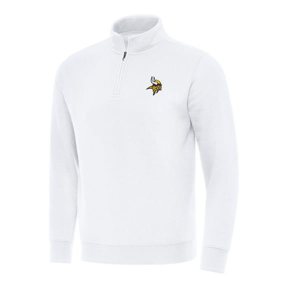Men's Antigua White Minnesota Vikings Victory Quarter-Zip Pullover Top