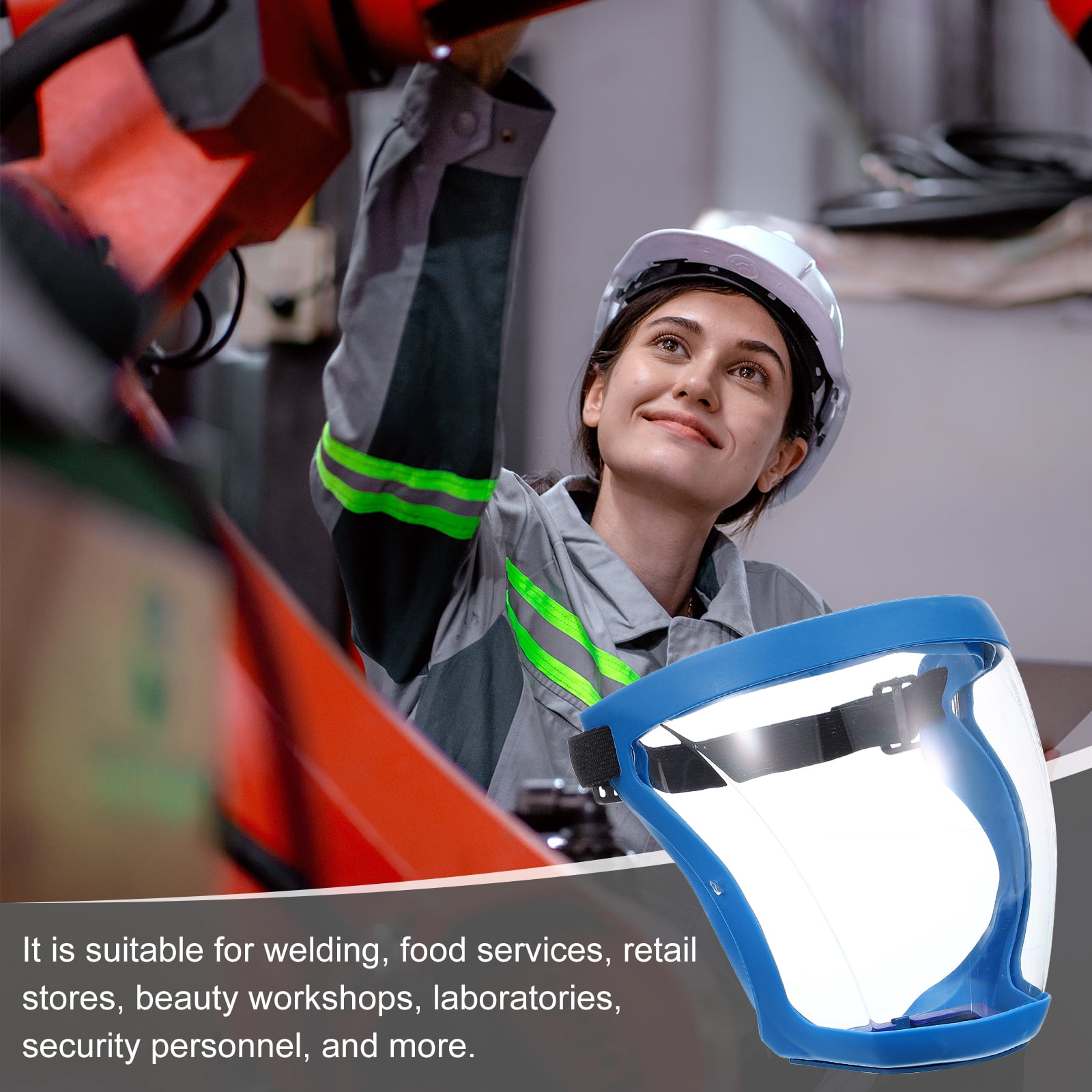 Uxcell Full Safety Face Shields, Anti Fogging Full Safety Face Protection Face Shield Blue