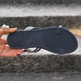 thumbnail image 5 of Barefoot Sandals Women, Strappy Sandals for Women, Leather Sandals for Women, Women's Pu Leather Rhinestone Sandals Butterfly Strappy Flat Open Toe Elegant Slides Sandals, Black 5.5, 5 of 9