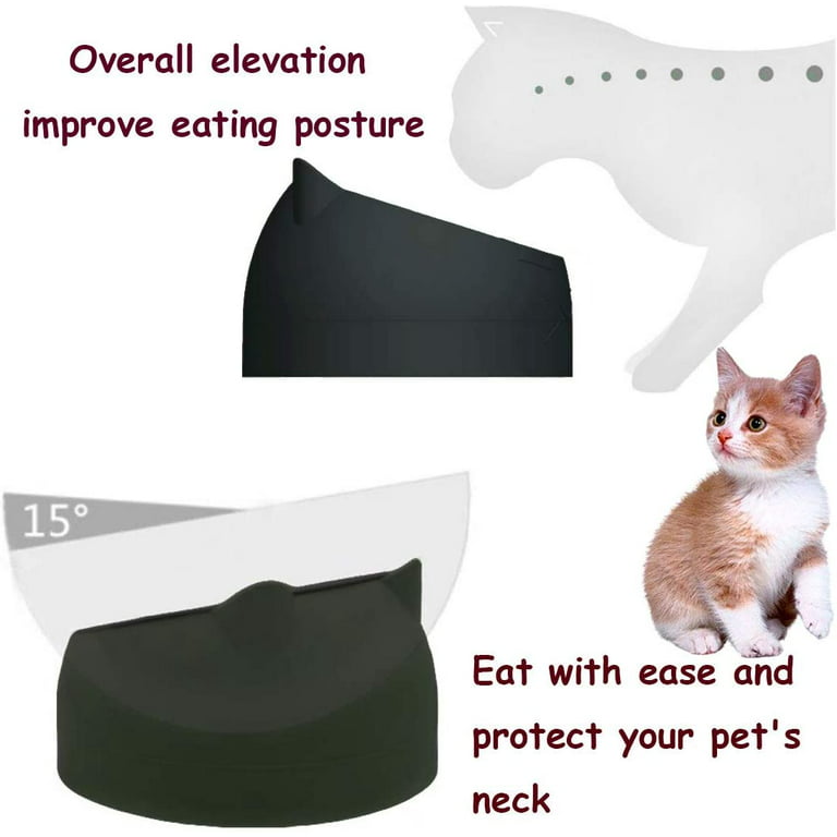 Hamiledyi Elevated Cat Food Bowls, Raised Cat Feeder 15° Tilted Cat Food  and Water Bowl Non-Skid & Non-Spill Puppy Dish (Grey) 