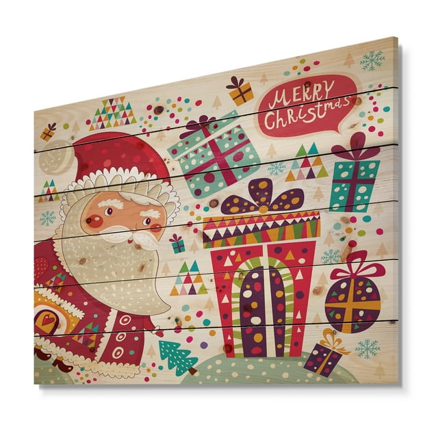 Design Art - Père Noël avec Cadeaux de Noël