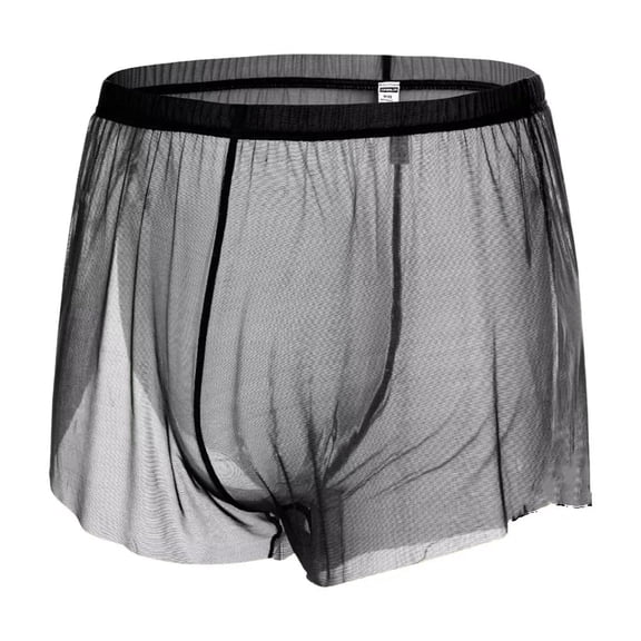 TANBOM Men's Sexy and Cool Boxer Briefs Nylon Mesh Underwear Black M 1-Pack
