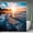 Teal, variant on AIOE Mountain Ocean Sunset Shower Curtain, Scenic Beach Wave Bathroom Curtain, Waterproof Fabric with Hooks, 72x72 Inch