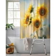 thumbnail image 2 of Split Shower Curtain for Transfer Bench, Sunflower Fabric Shower Curtains for Bathroom, Watercolor Yellow Floral Botanical Tub Sliding Transfer Bench Waterproof Bath Curtains 72"x96", 2 of 9