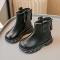 thumbnail image 5 of Bnwani Girls Winter Boots Ankle PU Leather Side Zipper Fleece Lined Velvet Flat Princess Booties 2-11 Years, 5 of 9