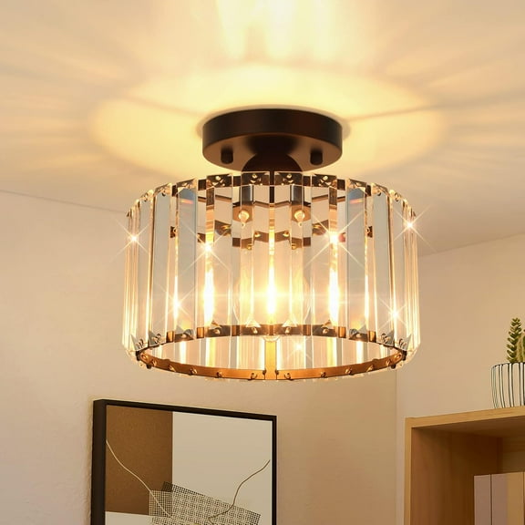 Crystal Semi Flush Mount Ceiling Light Fixture