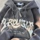 thumbnail image 2 of Sudaderas con capucha Retro bordadas para mujer, chaqueta holgada de manga larga con cremallera, abrigos informales con bolsillo Y2K, Otoño e Invierno, 2 of 3