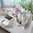 thumbnail image 3 of Organizador de maquillaje, caja de almacenamiento, tocador pequeño para cosméticos, lápiz labial, organizador de baño para dormitorio, encimera para mujeres y niñas (blanco), 3 of 5