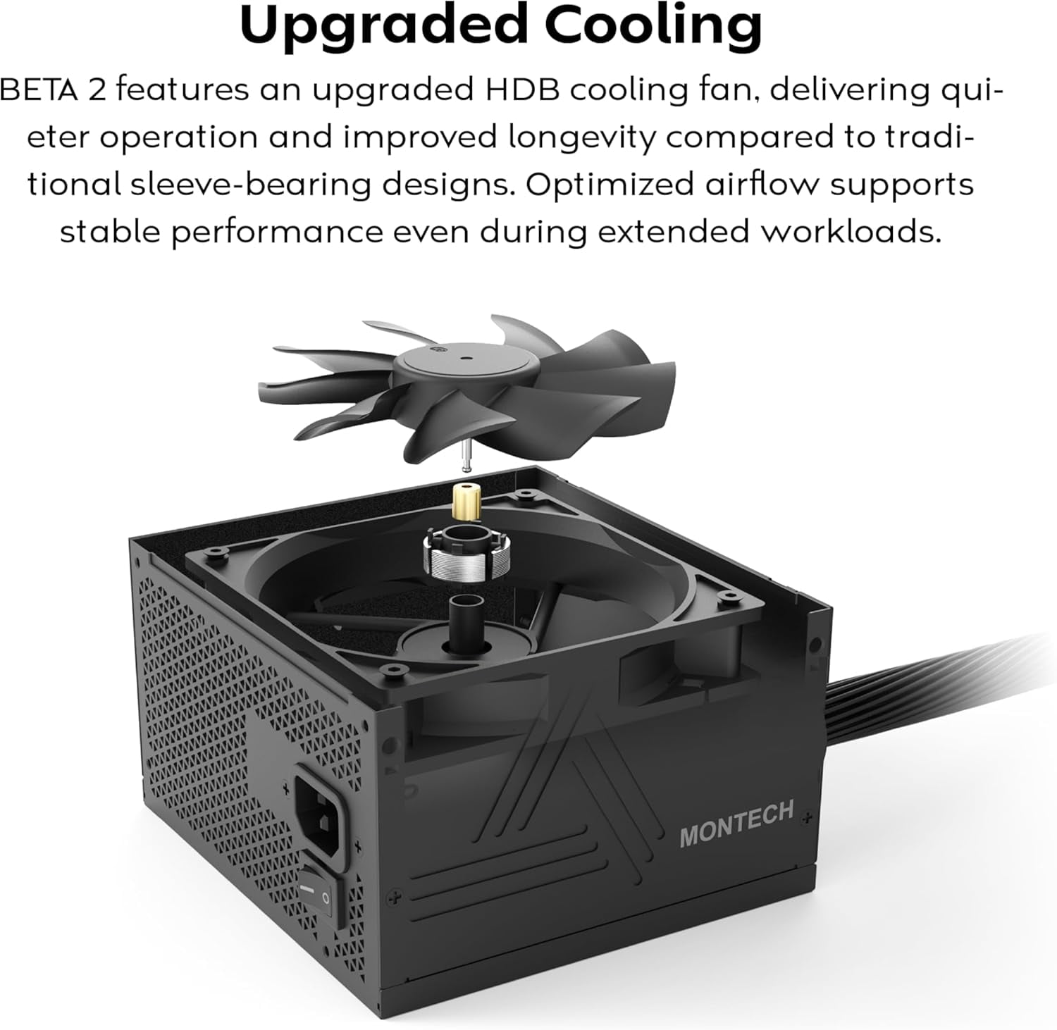 MONTECH BETA 2 550W Power Supply, ATX 3.1 Ready, 80+ Bronze Certified, DC-to-DC Stability, Industrial Japanese Main Capacitor, Full Protection Suite