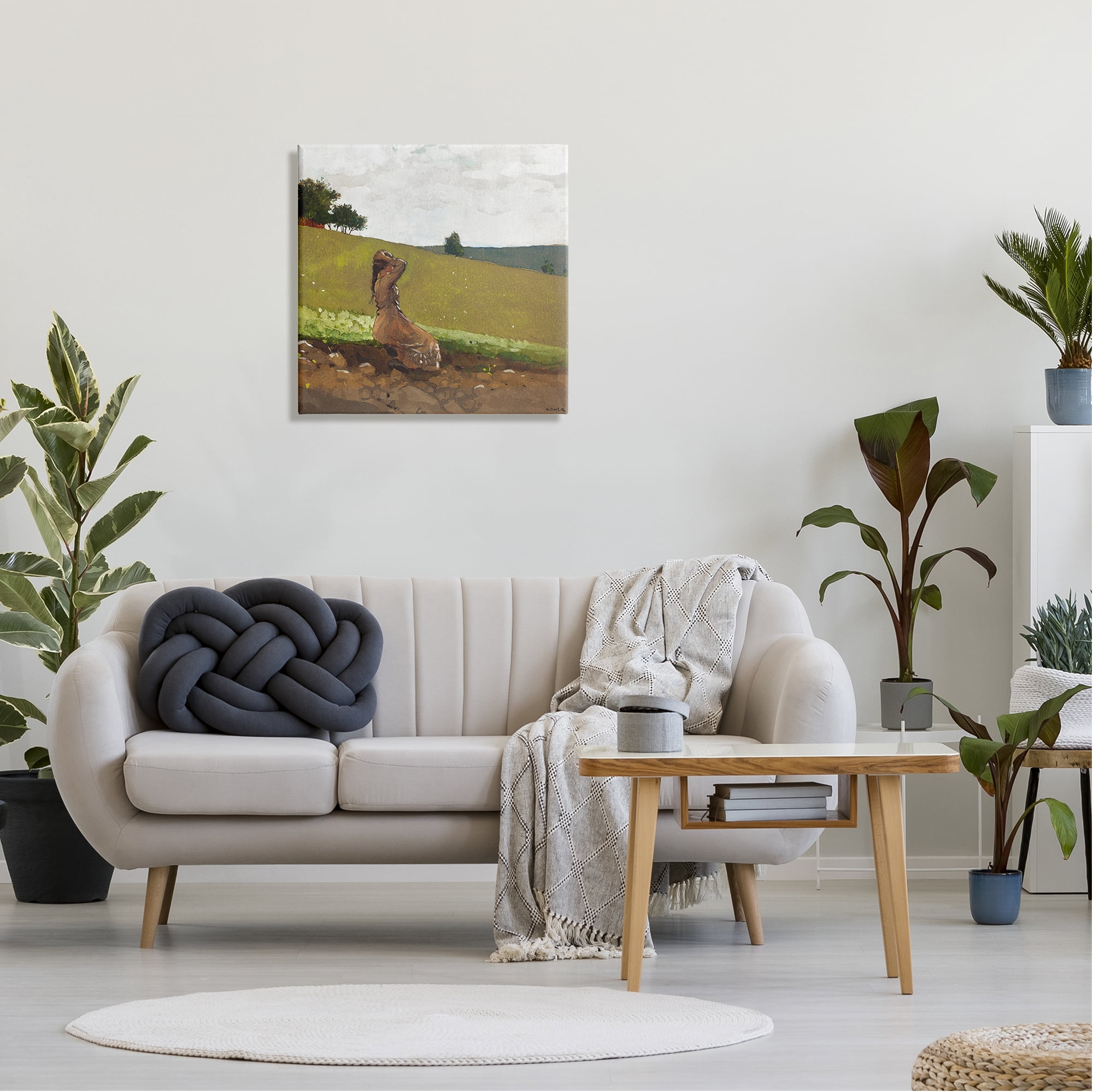 Stupell Industries Girl in Field Landscape Landscape Painting Gallery Wrapped Canvas Art Print Wall Art, 24 x 24