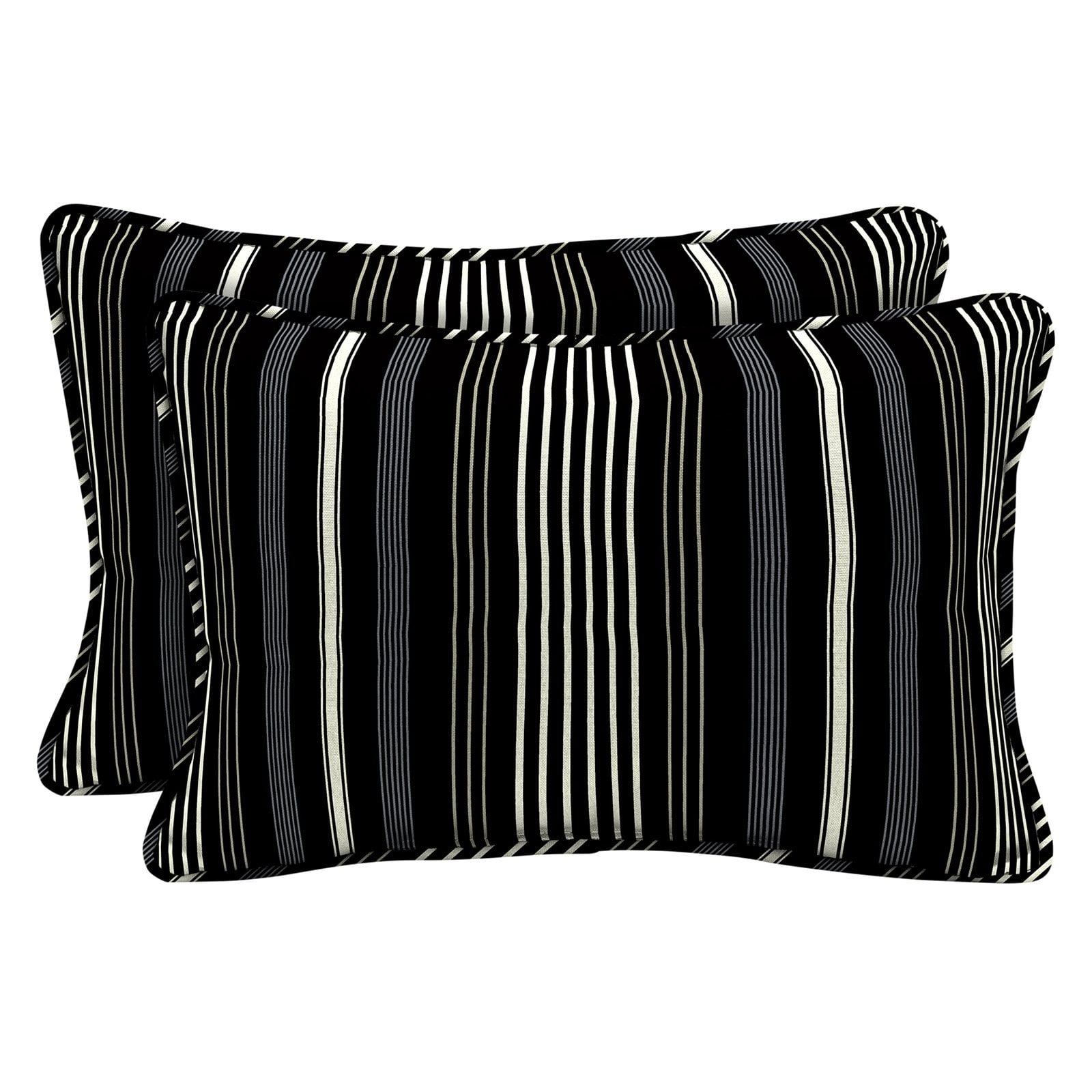 Madison Stripe Outdoor Rectangle Lumbar Pillow with welt Set of 2