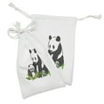 thumbnail image 2 of Funny Bear Fabric Pouch Set of 2, Panda Family on Grass Bambu Lovers Print, Small Drawstring Bag for Toiletries Masks and Favors, 9" x 6", Dark Grey White, by Ambesonne, 2 of 2