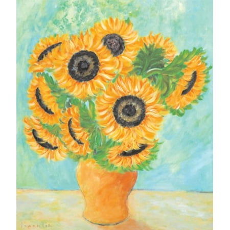 Table Setting Quiz Sunflowers Vase by Loughl 7x5 (card) PosterGUILFORD CT MODERN DAY VANGOGH FLOWERS A VASE SUNFLOWERS TABLE SETTING ISI ARTIST AMAZING ARTIST ()