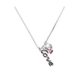 thumbnail image 2 of Delight Jewelry Fuchsia Crystal Bicone - Love and Lock Charm Necklace, 18"+1", 2 of 4