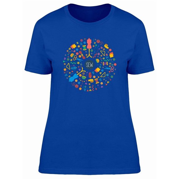 Colorful Sewing Doodles Tee Women's -Image by Shutterstock
