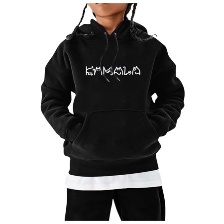 

REDARER Creative Cute Kids Clothes Children s Winter Fashion Festival Printed Solid Color Hooded Long Sleeved Hoodie Casual and Comfortable Coat Black 3-4 Years