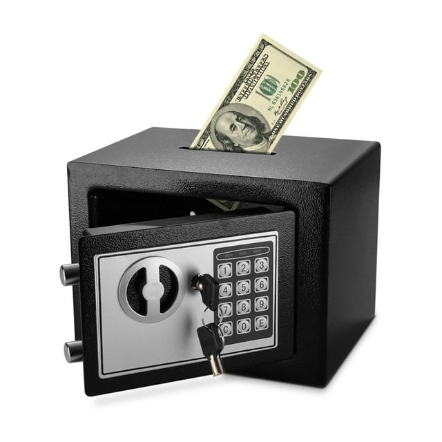 Flexzion Small Safe Box with Drop Slot - Electronic Drop Safe Box for Money with Digital Combination Keypad Lock - Cash Safe Box for Cabinets, Home &