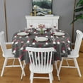 thumbnail image 2 of Dark Gray Christmas Gnome Pattern Round Tablecloth 60"x60",Wrinkle Wipeable Table Cloth for Kitchen Dining Room Picnic Patio Party, 2 of 6