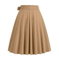 thumbnail image 4 of YUEJUIR Midi Skirt Ladies Solid Color Bow Belt Retro Pocket A Line Skirt Plus Size Skirts Mini Skirts for Women Women Skirts (Khaki,L), 4 of 5