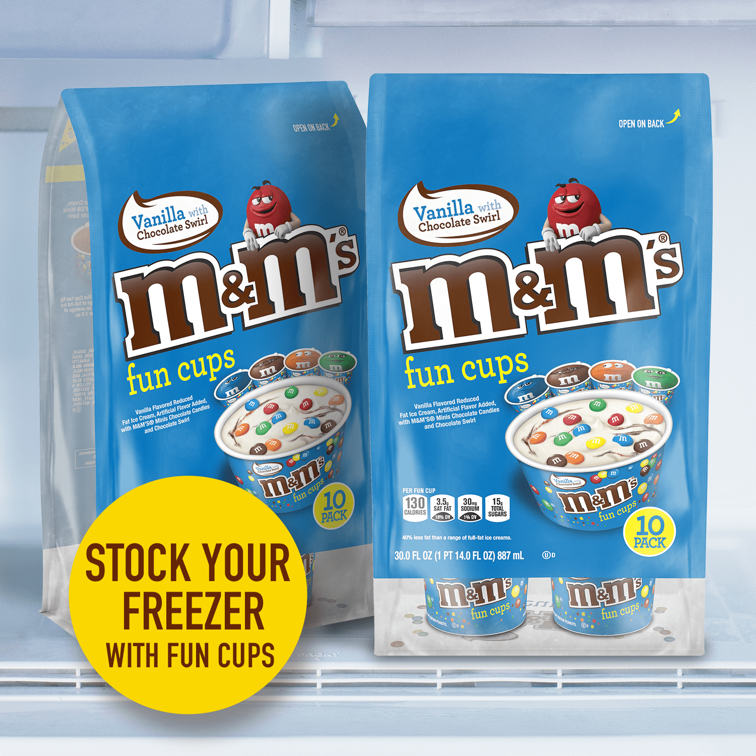 M&M's Chocolate Ice Cream Fun Cups With Chocolate Swirl 10pk