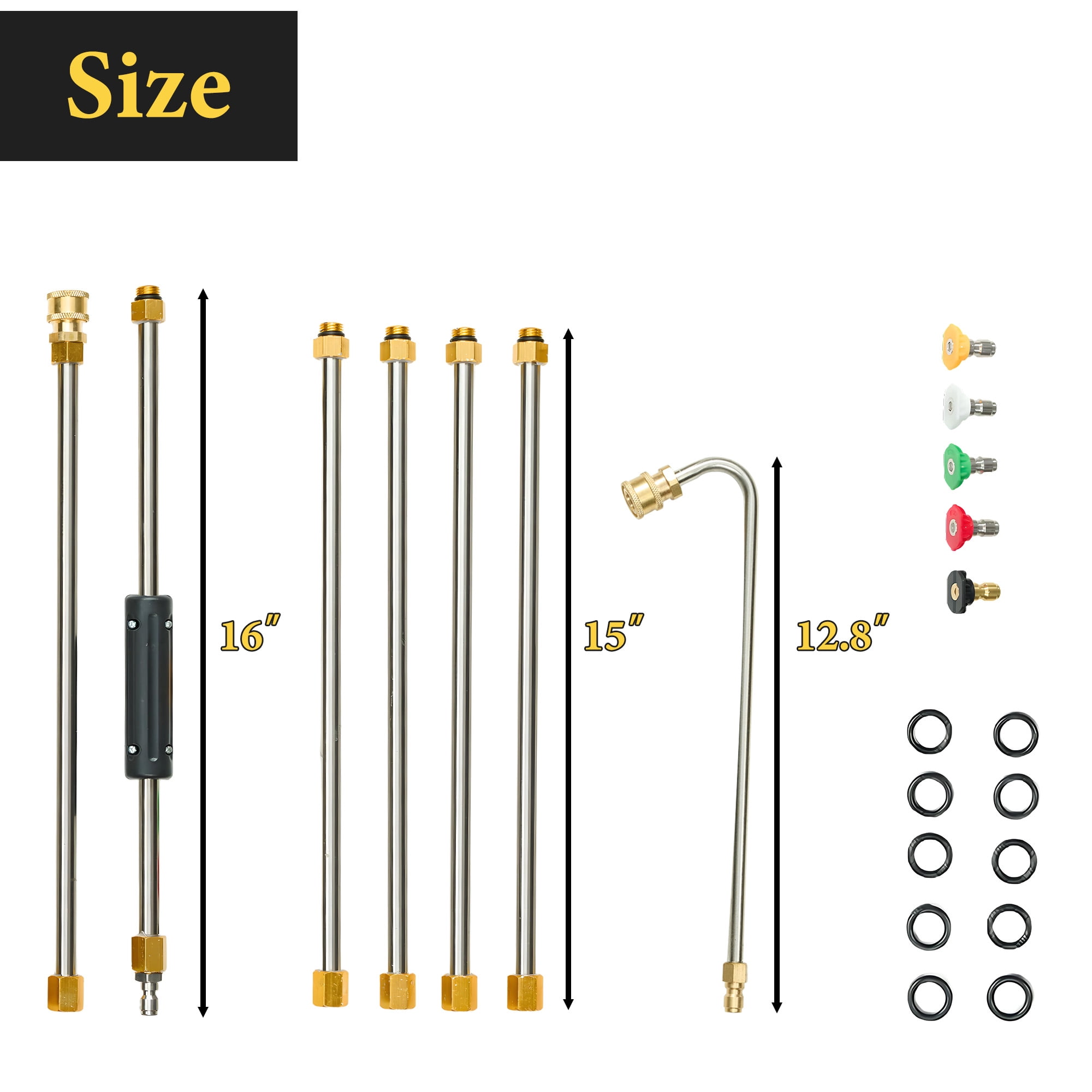 Pressure Washer Extension Wand, 7 PcsPower Washer Lance With 6 Nozzle Tips