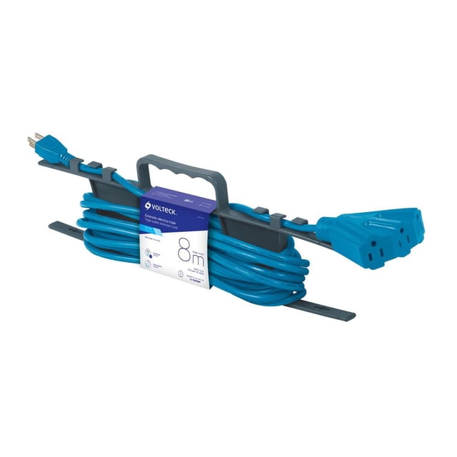 Extensión TRIPLE ATERRIZADA 8 mt T Abanico Volteck 48063