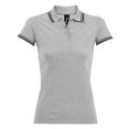 thumbnail image 1 of SOLS - Polo piqué de manga corta modelo Pasadena Tipped para mujer (Gris Jaspeado/Marino), 1 of 3