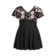 thumbnail image 2 of qucoqpe Plus Size Tankini Swimsuits for Women Floral Print Lace Tummy Control Modest 2 Piece Bathing Suit Summer Beach Swimdress with Shorts, 2 of 8