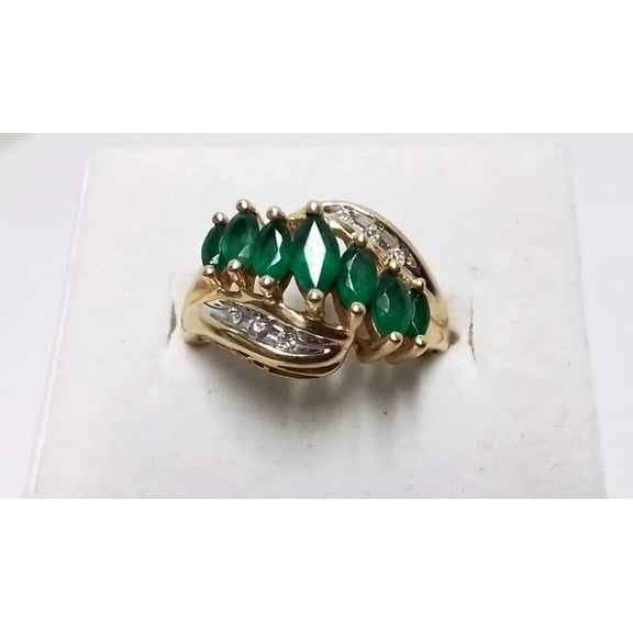 Dreamofdazzles Jewels 3.00 Ct Marquise Cut Emerald & Diamond Engagement Wedding Cocktail Band Ring 14K Yellow Gold Plated 925 Sterling Silver For Women's -4