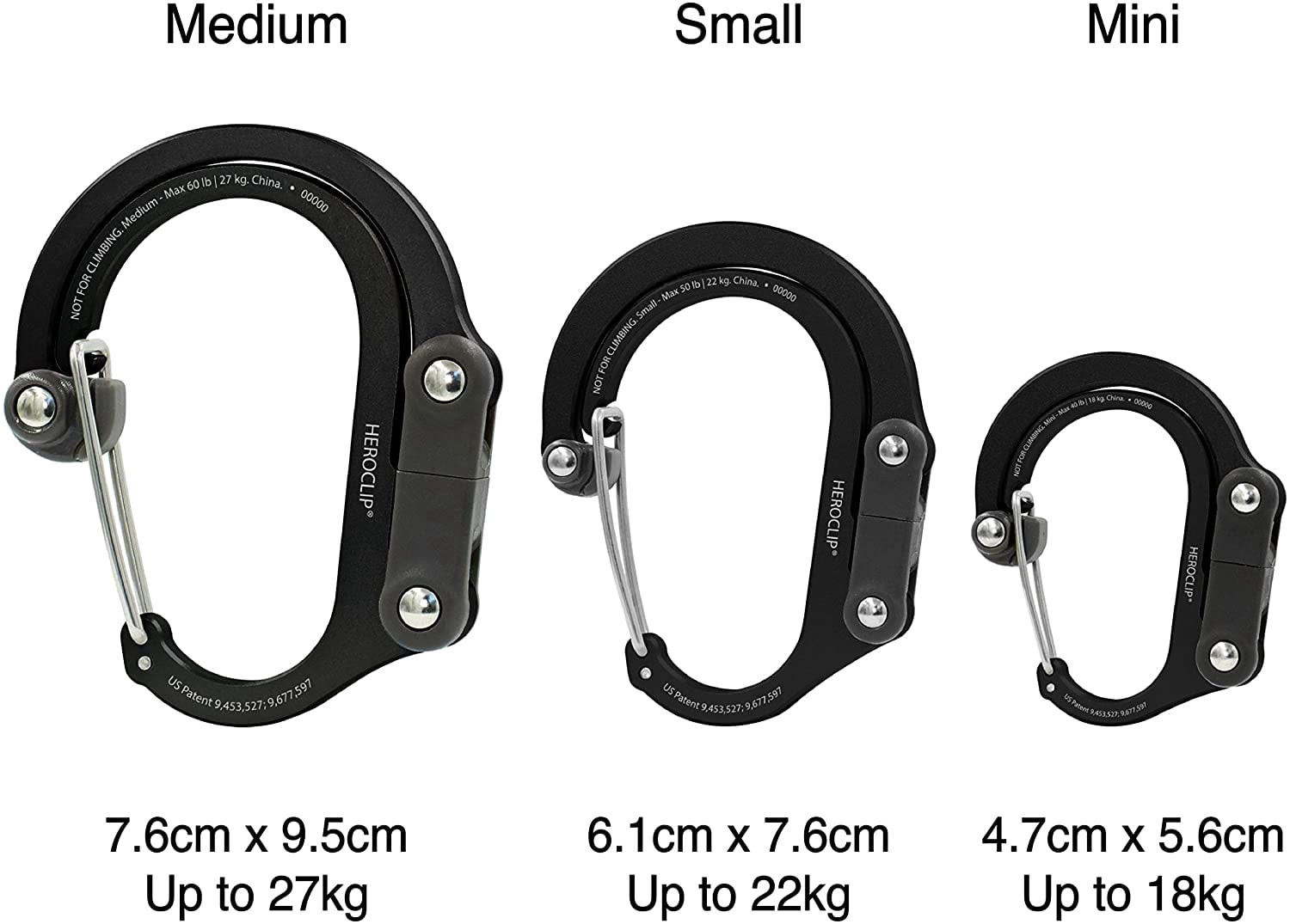 Gear Aid Heroclip Medium Hybrid Camping Gear Clip - Stealth Black