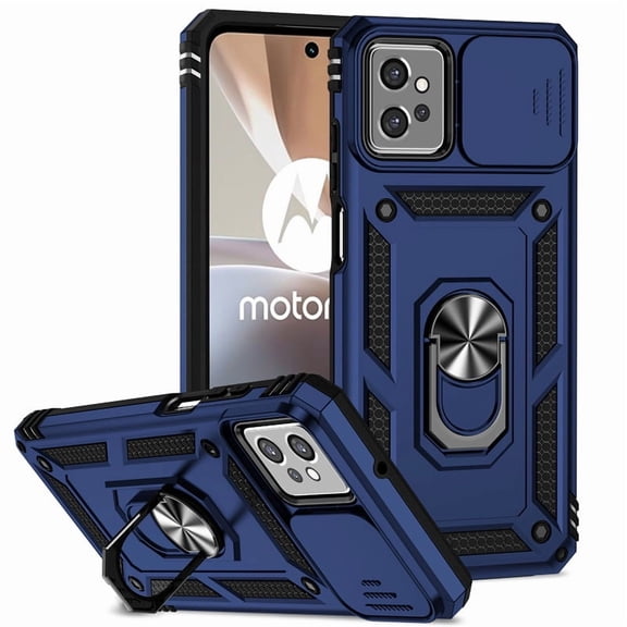 XIHAMA Cover Compatible with Motorola Moto G Play（2021） Car Mount Magnetic Slide Camera Kickstand [PC TPU] 2 in 1 Shockproof Phone Case