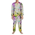 thumbnail image 4 of Kll Colorful Tie Dye Stained Glass 3 Sleepwear Mens Flannel Pajamas,Long Cotton Pj Set, 4 of 9