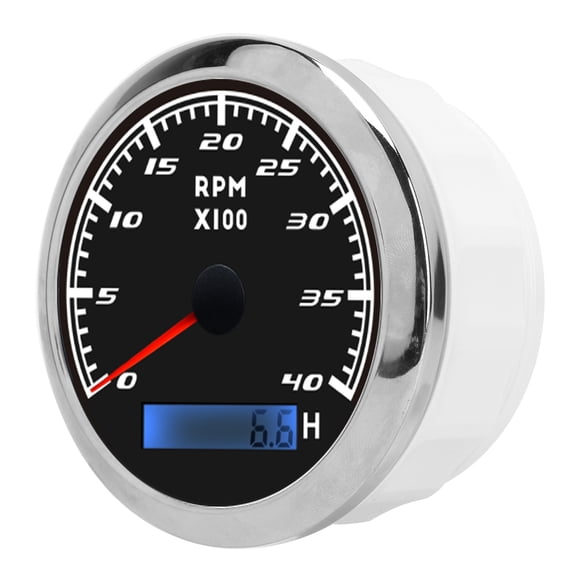 Tacómetro de puntero para barco de 85 mm, retroiluminación roja, acero inoxidable, IP67, universal, para coche, camión, negro