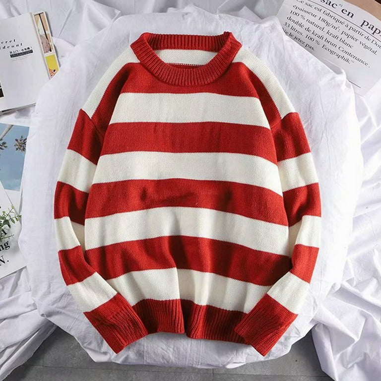 Stripe Round Neck Long Sleeve Sweaters Stripe Round Neck Long Sleeve Sweaters