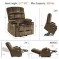 thumbnail image 4 of MCombo Dual Motor Large Power Lift Recliner Chair with Massage and Heat for Big and Tall Elderly People, Infinite Position, Fabric 7680 (Brown, Large), 4 of 11