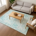 thumbnail image 7 of Addison Rugs Mayfield Premium Machine Washable Traditional Global Teal Rectangle Rug, 10' X 14' Machine Washable Traditional Global Teal Oversized Sherpa Throw Blanket, 7 of 7