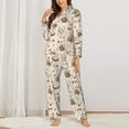 thumbnail image 2 of JUNZAN Retro Rooster Print Womens Pajama Sets,Long Sleeve Button Down for Women Pjs 2 piece, 2 of 7